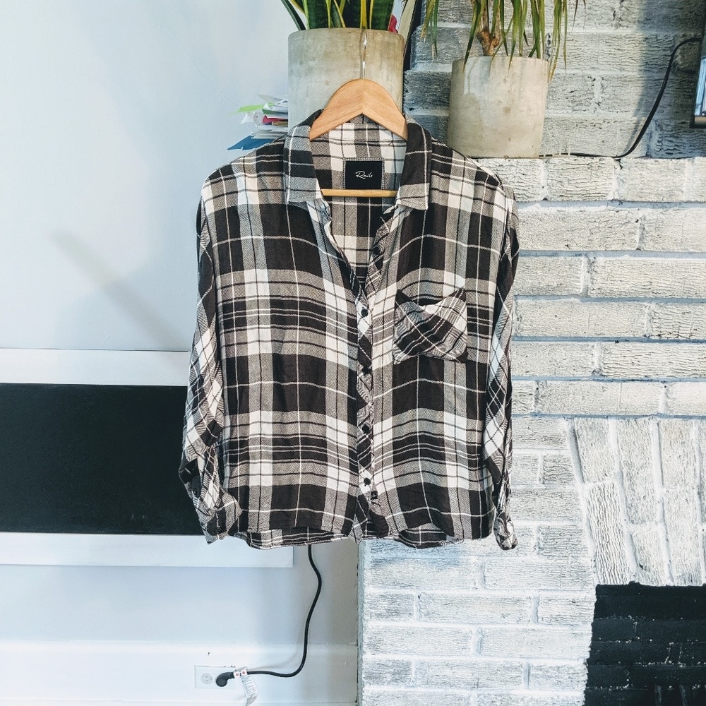 Rails Dylan Herringbone Check Plaid Dolman Shirt - image 2